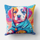 パピインブルーコートデザイン クッション (裏面)