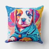 パピインブルーコートデザイン クッション (正面)