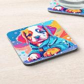 パピインブルーコートデザイン コースター (左側)