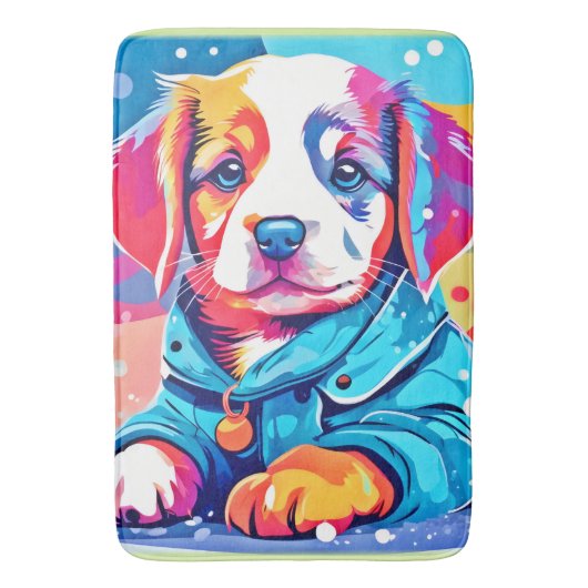 パピインブルーコートデザイン バスマット (正面縦)