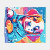 パピインブルーコートデザイン フリースブランケット (正面(横))