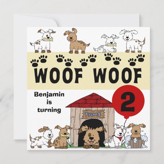 パピカスタマイズードッグ誕生日招待状 招待状 (正面)