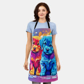 パピカラフルー・ペア・アート エプロン (着用した状態)