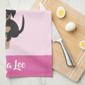 パピガーリーーのパーソナル化可能な犬の名前Pink キッチンタオル (四つ折り)