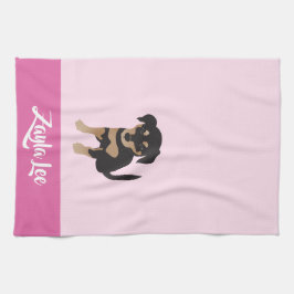 パピガーリーーのパーソナル化可能な犬の名前Pink キッチンタオル