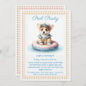 パピスプラッシュ誕生日プールパーティの招待状 招待状 (正面/裏面)