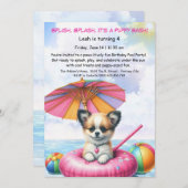 パピスプラッシュ誕生日プールパーティの招待状 招待状 (正面/裏面)