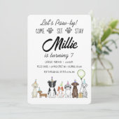 パピドッグガール誕生日ポーティ招待状 招待状 (スタンド正面)