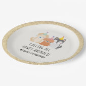 パピドッグ金ゴールドグリッターパウィティ動物誕生日 ペーパープレート (アングル)