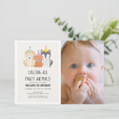 パピドッグ金ゴールドパウィティ動物フォト誕生日 招待状 (スタンド正面)