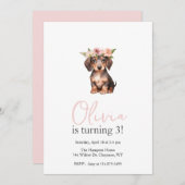 パピパウィティダックシュント子供の誕生日パーティー 招待状 (正面/裏面)