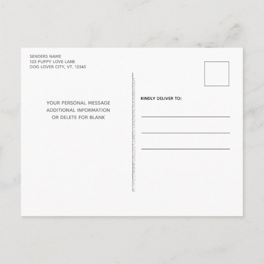 パピパウィティチョークボードピンクドッグ誕生日 インビテーションポストカード (裏面)