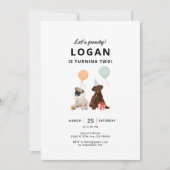 パピパウィー犬の誕生日パーティー 招待状 (正面)