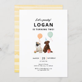 パピパウィー犬の誕生日パーティー 招待状