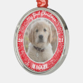 パピパーソナライズされたーの初めてのクリスマスフォトメタルO メタルオーナメント (左)