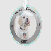 パピパーソナライズされたーの初めてのクリスマス写真 オーナメント (正面)