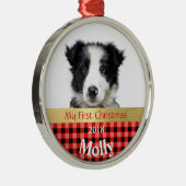 パピパーソナライズされたーの初めてのクリスマス写真 メタルオーナメント (右)