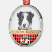 パピパーソナライズされたーの初めてのクリスマス写真 メタルオーナメント (左)