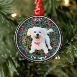 パピパーソナライズされたーの初めてのクリスマス写真 メタルオーナメント