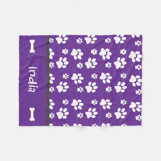 パピパーソナライズされたー犬の足の印刷毛布の名前の追加 フリースブランケット (正面(横))