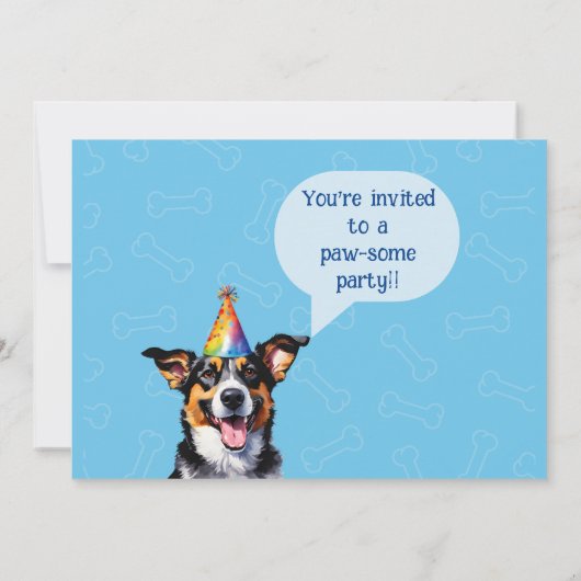 パピパーソナライズされたー犬誕生日 招待状 (裏面)