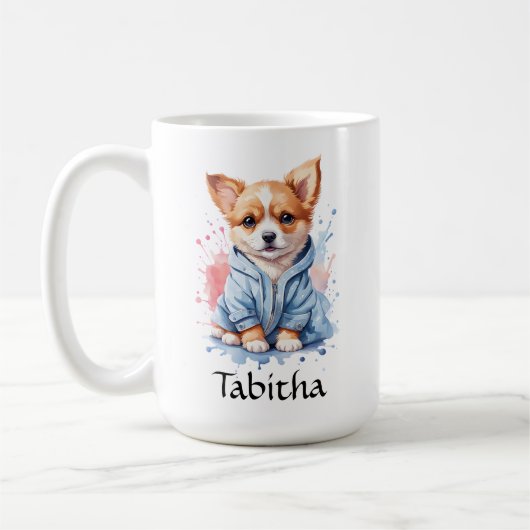 パピパーソナライズされたー・ウォーター・カラー・イラストレーション コーヒーマグカップ (左)