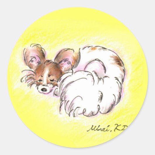 パピヨンちゃん ラウンドシール (正面)