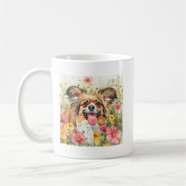 パピヨンの水彩マグカップ - 愛犬家へのギフト コーヒーマグカップ