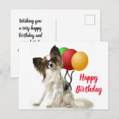 パピヨンの犬のポストカード（誕生日メッセージ付き） ポストカード (正面/裏面)