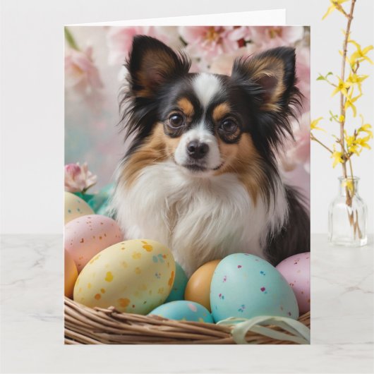 パピヨンイースターエッグ カード (黄色い花)