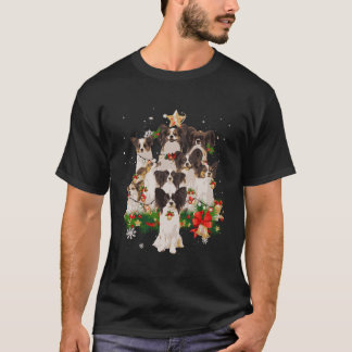 パピヨンクリスマスツリーライトおもしろい犬クリスマスギフト Tシャツ