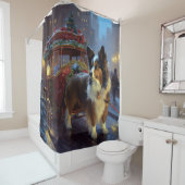 パピヨンクリスマスフェスティバルシーズン シャワーカーテン (インサイチュ)