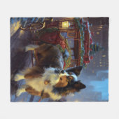 パピヨンクリスマスフェスティバルシーズン フリースブランケット (正面(横))