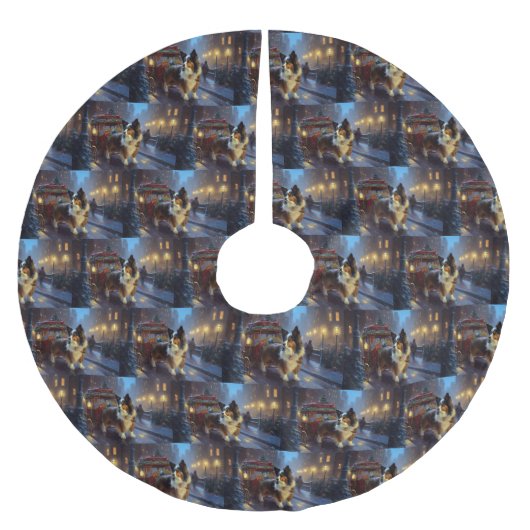 パピヨンクリスマスフェスティバルシーズン ブラッシュドポリエステルツリースカート (正面)