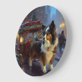 パピヨンクリスマスフェスティバルシーズン ラージ壁時計 (傾斜)