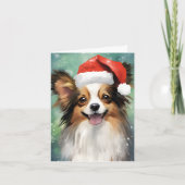 パピヨンクリスマスブ絵画ラシのアートワーク カード (正面)