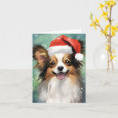 パピヨンクリスマスブ絵画ラシのアートワーク カード (黄色い花)