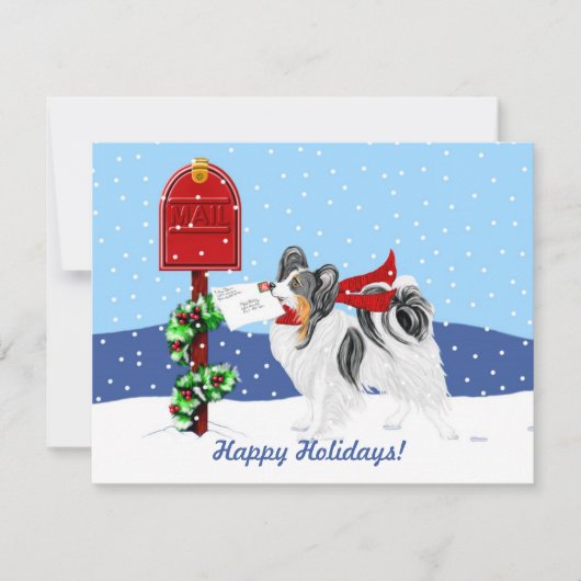 パピヨンクリスマスメールトリカラー 招待状 (正面)