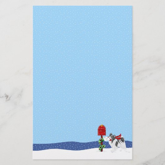 パピヨンクリスマスメールBlk Wht 便箋 (正面)