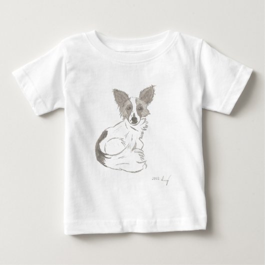 パピヨンスケッチシャツ ベビーTシャツ (正面)