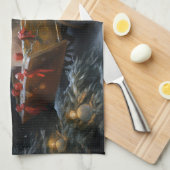 パピヨンスノースイクリスマスデコール キッチンタオル (四つ折り)