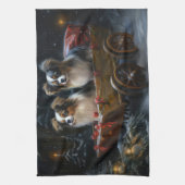 パピヨンスノースイクリスマスデコール キッチンタオル (縦)