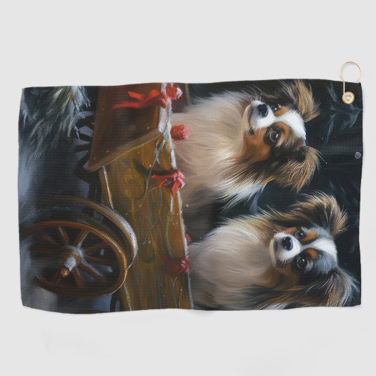 パピヨンスノースイクリスマスデコール ゴルフタオル (横)