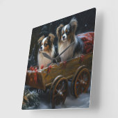 パピヨンスノースイクリスマスデコール スクエア壁時計 (傾斜)