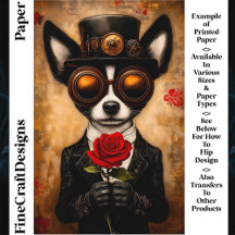 パピヨンドッグ，ゴーグル，レッドローズCQ6クラフト紙