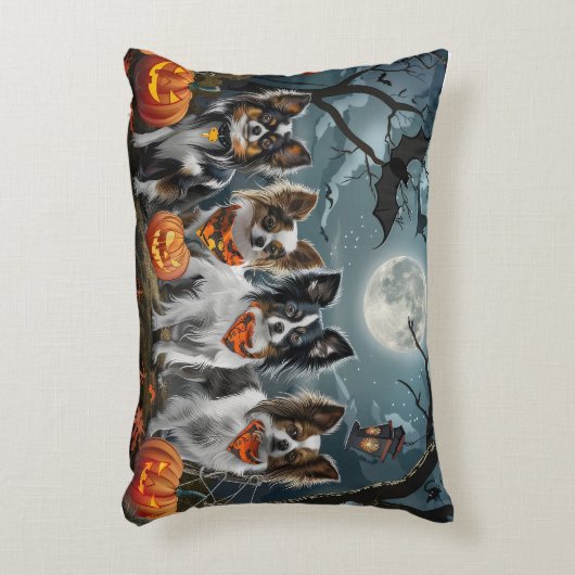 パピヨンハロウィン不気味 アクセントクッション (正面(垂直))