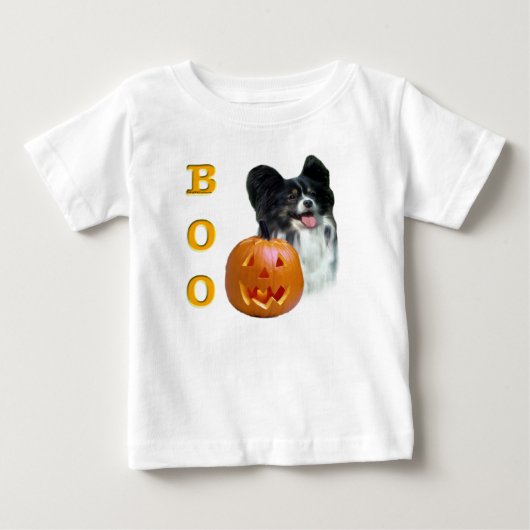 パピヨンハロウィーンBOO ベビーTシャツ (正面)