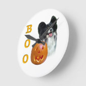 パピヨンハロウィーンBOO ラウンド壁時計 (傾斜)