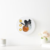 パピヨンハロウィーンBOO ラウンド壁時計 (ホーム)