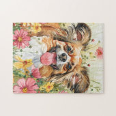 パピヨンパズル - 水彩画の犬アート ジグソーパズル (横)